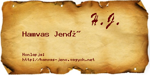 Hamvas Jenő névjegykártya